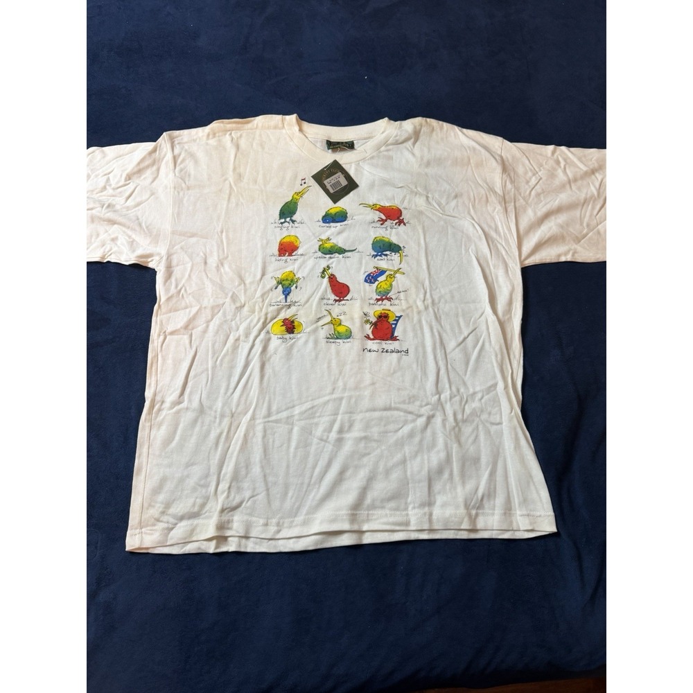 Vtg Tourist Club T Shirt New Zealand Birds Mens XL White 90s Graphic Tee NWT